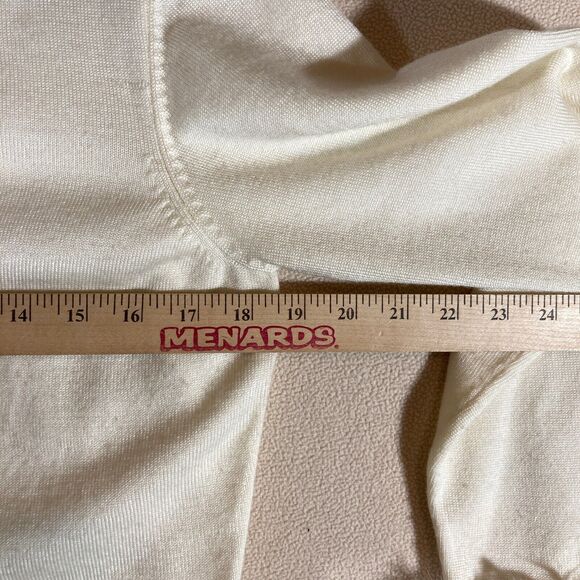 Cabo Cardigan Women's Med Ivory Rabbit Hair Trim Wool Blend Hook & Eye Closure - Picture 6 of 9